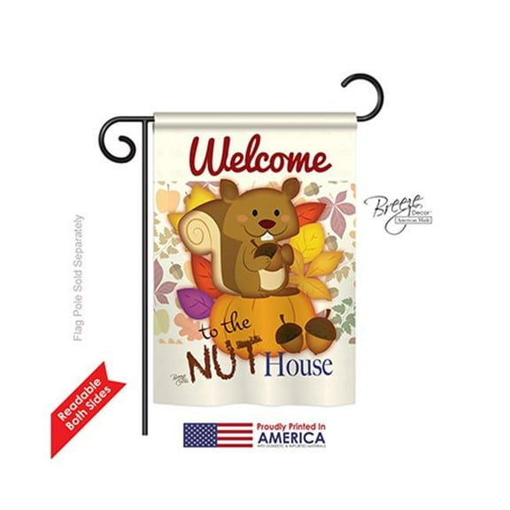 Breeze Decor 60087 Wildlife & Lodge Nut House 2-Sided Impression Garden Flag - 13 x 18.5 in.