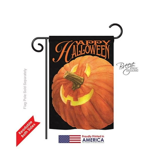 Breeze Decor 62057 Halloween Jack O Lantern 2-Sided Impression Garden Flag - 13 x 18.5 in.