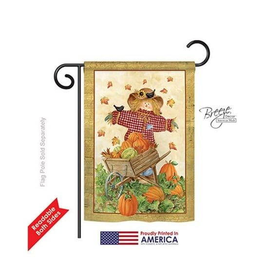 Breeze Decor 63043 Harvest & Autumn Scarecrow 2-Sided Impression Garden Flag - 13 x 18.5 in.