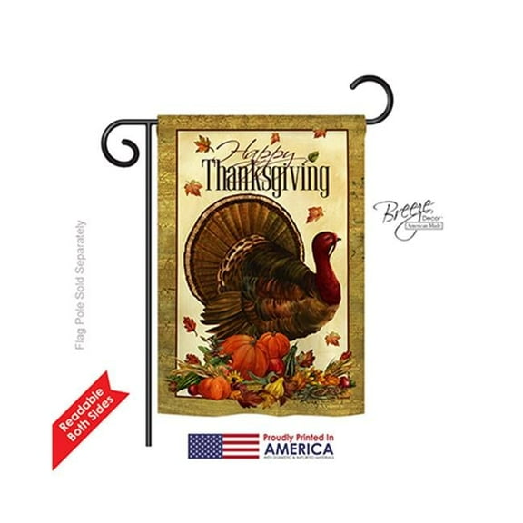 Breeze Decor 63049 Thanksgiving Thanksgiving Turkey 2-Sided Impression Garden Flag - 13 x 18.5 in.