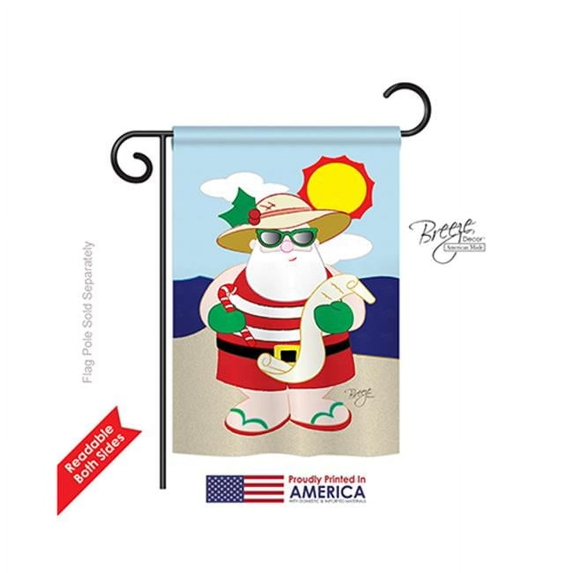 Breeze Decor 64062 Christmas Tropical Santa 2-Sided Impression Garden Flag - 13 x 18.5 in.
