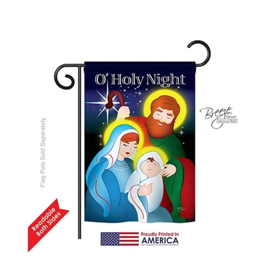 Breeze Decor 64077 Nativity O Holy Night 2-Sided Impression Garden Flag - 13 x 18.5 in.