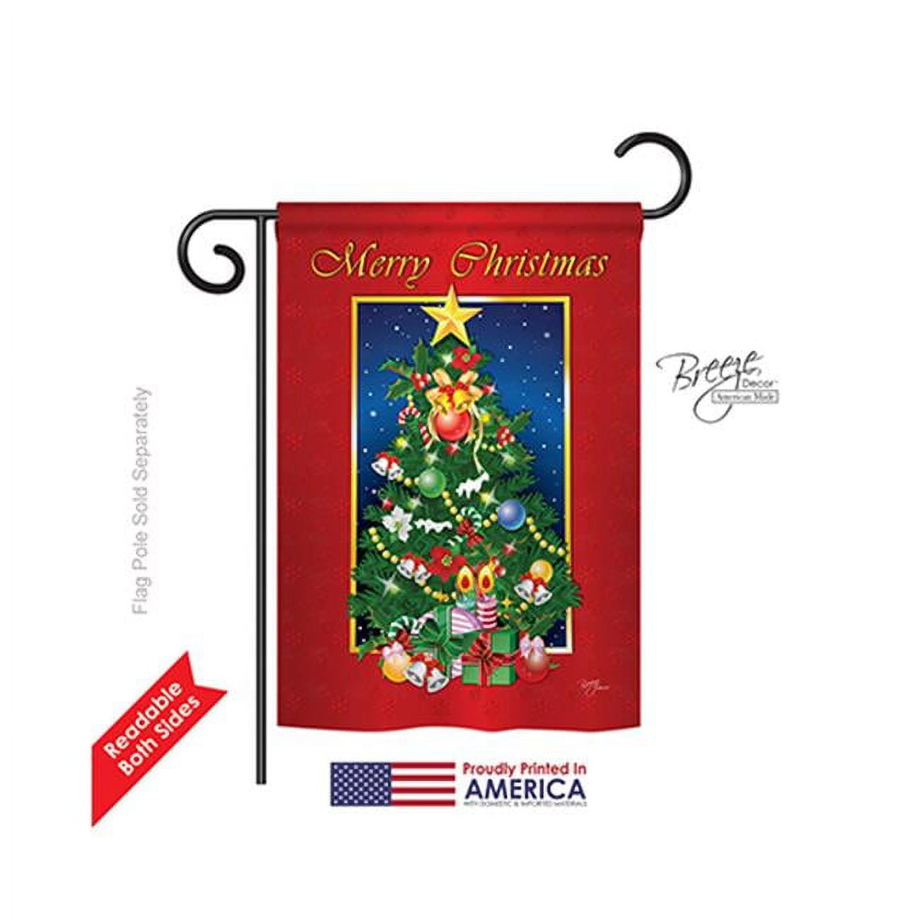 Merry Christmas Tree Double-Sided Polyester Garden Flag 13 x 18.5 in.