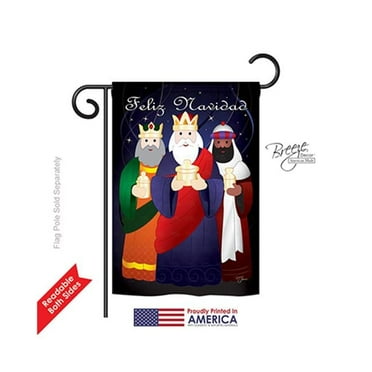 Breeze Decor 64081 Nativity Feliz Navidad 2-Sided Impression Garden Flag - 13 x 18.5 in.