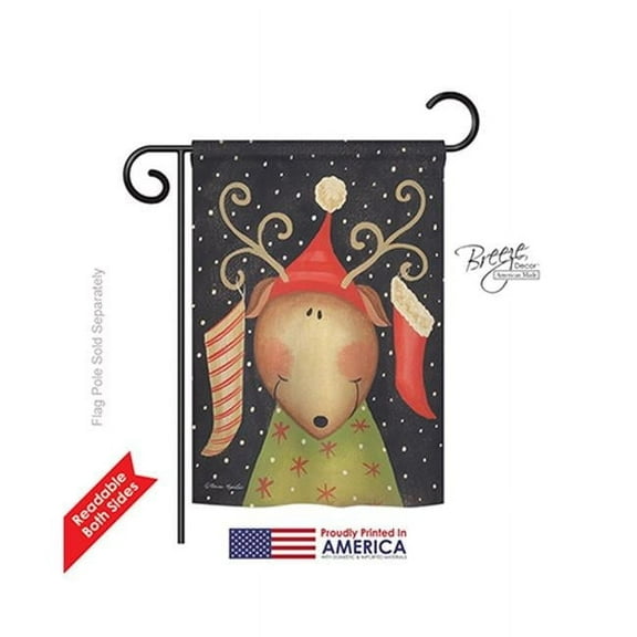 Breeze Decor 64093 Christmas Reindeer 2-Sided Impression Garden Flag - 13 x 18.5 in.