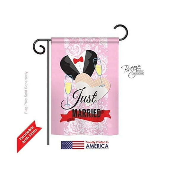 Breeze Decor 65102 Just Married 2-Sided Impression Garden Flag - 13 x 18.5 in.