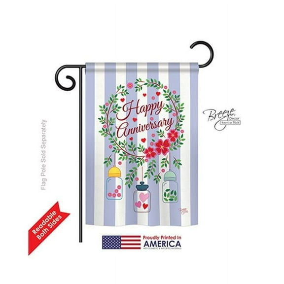 Breeze Decor 65103 Happy Anniversary 2-Sided Impression Garden Flag - 13 x 18.5 in.