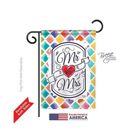 Breeze Decor 65112 Mr & Mrs 2-Sided Impression Garden Flag - 13 x 18.5 in.