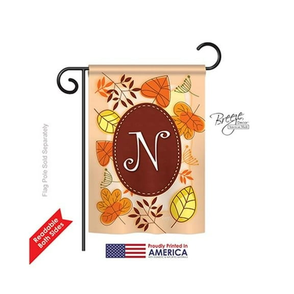 Breeze Decor 80040 Autumn N Monogram 2-Sided Impression Garden Flag - 13 x 18.5 in.