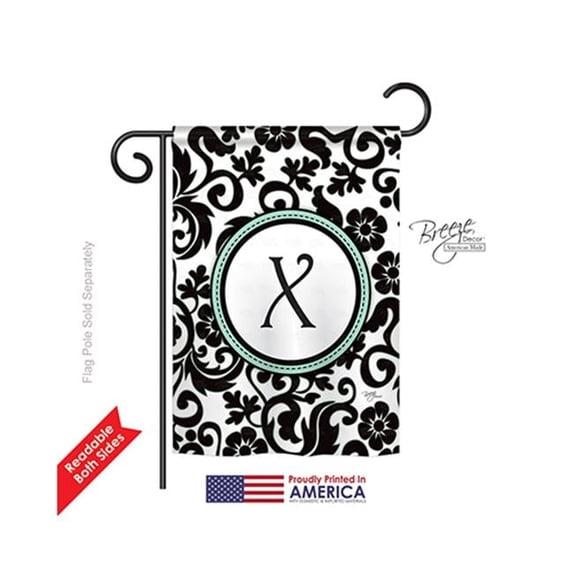 Breeze Decor 80076 Damask X Monogram 2-Sided Impression Garden Flag - 13 x 18.5 in.