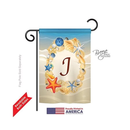 Breeze Decor 80166 Summer J Monogram 2-Sided Impression Garden Flag - 13 x 18.5 in.