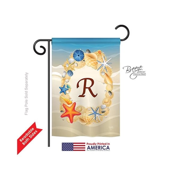 Breeze Decor 80174 Summer R Monogram 2-Sided Impression Garden Flag - 13 x 18.5 in.