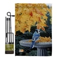 thumbnail image 1 of Breeze Decor BD-BI-GS-105036-IP-BO-D-US12-AL 13 x 18.5 in. Autumn Birdbath Garden Friends Birds Impressions Decorative Vertical Double Sided Flag Set with Banner Pole, 1 of 1
