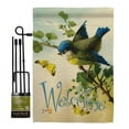 thumbnail image 1 of Breeze Decor BD-BI-GS-105038-IP-BO-D-US12-AM 13 x 18.5 in. Welcome Birds Garden Friends Impressions Decorative Vertical Double Sided Flag Set with Banner Pole, 1 of 1