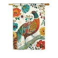 thumbnail image 1 of Breeze Decor BD-BI-H-105056-IP-BO-D-US18-WA 28 x 40 in. Suzani Peacock Garden Friends Birds Impressions Decorative House Flag, 1 of 1