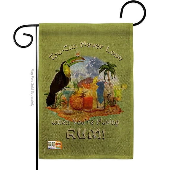 Breeze Decor BD-BV-G-117044-IP-DB-D-US18-SB 13 x 18.5 in. Tou-can Never Lose Burlap Happy Hour & Drinks Beverages Impressions Decorative Vertical Double Sided Garden Flag