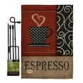 thumbnail image 1 of Breeze Decor BD-BV-GS-117026-IP-BO-D-US12-SB 13 x 18.5 in. Espresso Happy Hour & Drinks Beverages Impressions Decorative Vertical Double Sided Garden Flag Set with Banner Pole, 1 of 1