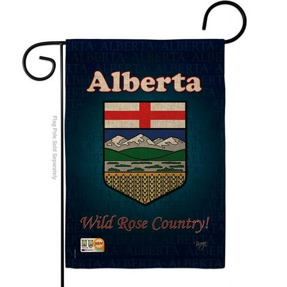 Breeze Decor BD-CP-G-108166-IP-DB-D-US13-BD 13 x 18.5 in. Alberta Burlap Flags of the World Canada Provinces Impressions Decorative Vertical Double Sided Garden Flag