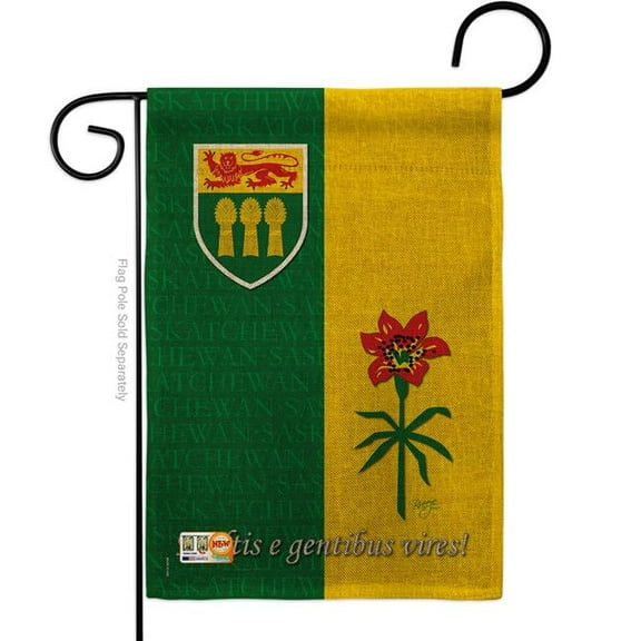 Breeze Decor BD-CP-G-108188-IP-DB-D-US13-BD 13 x 18.5 in. Saskatchewan Burlap Flags of the World Canada Provinces Impressions Decorative Vertical Double Sided Garden Flag