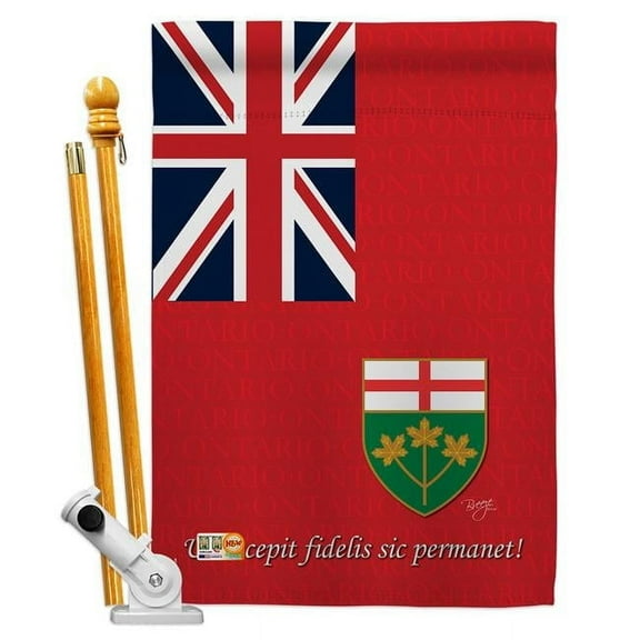 Breeze Decor BD-CP-HS-108185-IP-BO-D-US13-BD 28 x 40 in. Ontario Flags of the World Canada Provinces Impressions Decorative Vertical Double Sided House Flag Set & Pole Bracket Hardware