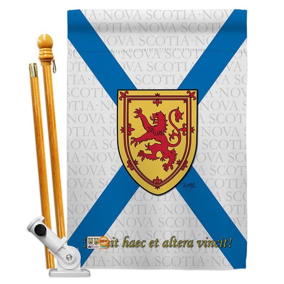 Breeze Decor BD-CP-HS-108187-IP-BO-D-US13-BD 28 x 40 in. Nova Scotia Flags of the World Canada Provinces Impressions Decorative Vertical Double Sided House Flag Set & Pole Bracket Hardware