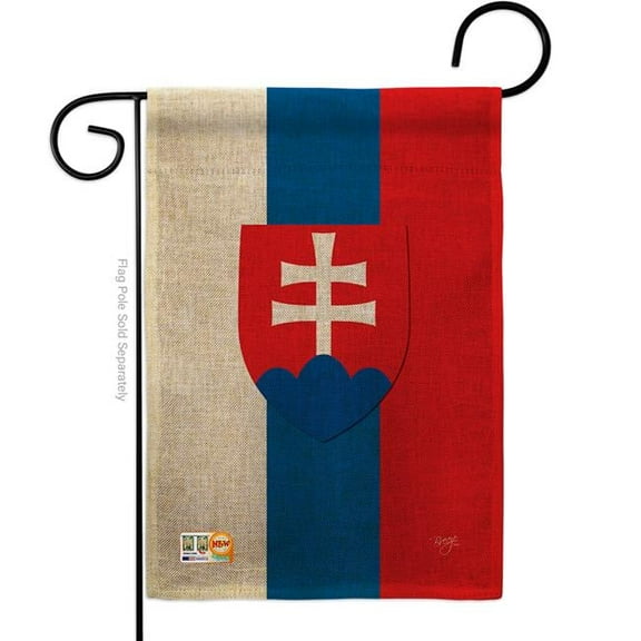 Breeze Decor BD-CY-G-108197-IP-DB-D-US14-BD 13 x 18.5 in. Slovakia Burlap Flags of the World Nationality Impressions Decorative Vertical Double Sided Garden Flag