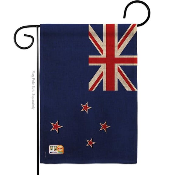 Breeze Decor BD-CY-G-108207-IP-DB-D-US14-BD 13 x 18.5 in. New Zealand Burlap Flags of the World Nationality Impressions Decorative Vertical Double Sided Garden Flag