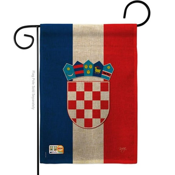 Breeze Decor BD-CY-G-108210-IP-DB-D-US14-BD 13 x 18.5 in. Croatia Burlap Flags of the World Nationality Impressions Decorative Vertical Double Sided Garden Flag