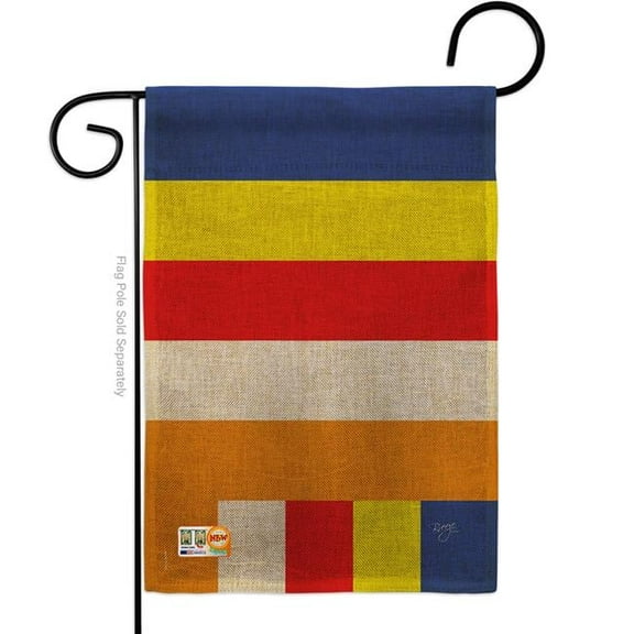 Breeze Decor BD-CY-G-108225-IP-DB-D-US14-BD 13 x 18.5 in. Buddhist Burlap Flags of the World Nationality Impressions Decorative Vertical Double Sided Garden Flag