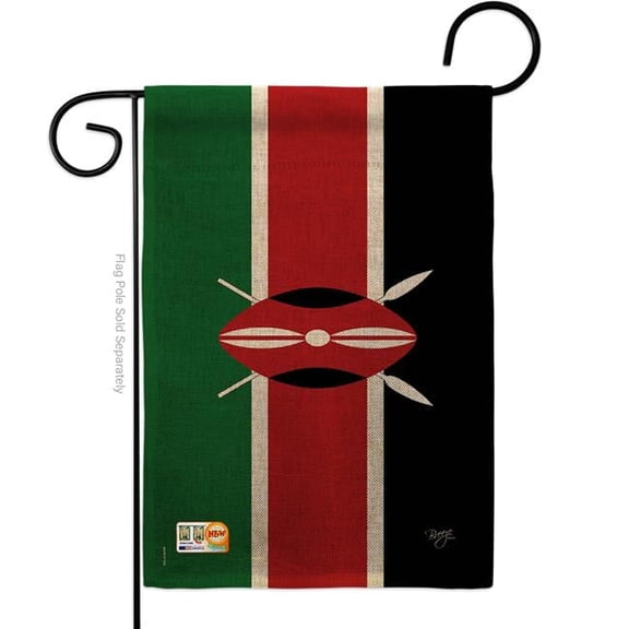 Breeze Decor BD-CY-G-108242-IP-DB-D-US15-BD 13 x 18.5 in. Kenya Burlap Flags of the World Nationality Impressions Decorative Vertical Double Sided Garden Flag
