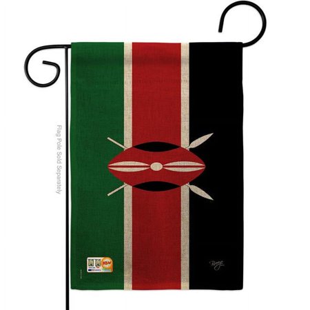 Breeze Decor BD-CY-G-108242-IP-DB-D-US15-BD 13 x 18.5 in. Kenya Burlap Flags of the World Nationality Impressions Decorative Vertical Double Sided Garden Flag
