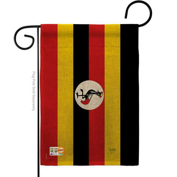 Breeze Decor BD-CY-G-108295-IP-DB-D-US15-BD 13 x 18.5 in. Uganda Burlap Flags of the World Nationality Impressions Decorative Vertical Double Sided Garden Flag