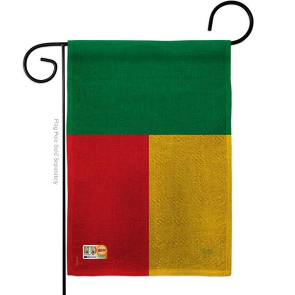 Breeze Decor BD-CY-G-108304-IP-DB-D-US15-BD 13 x 18.5 in. Benin Burlap Flags of the World Nationality Impressions Decorative Vertical Double Sided Garden Flag