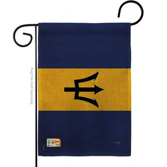 Breeze Decor BD-CY-G-108342-IP-DB-D-US15-BD 13 x 18.5 in. Barbados Burlap Flags of the World Nationality Impressions Decorative Vertical Double Sided Garden Flag