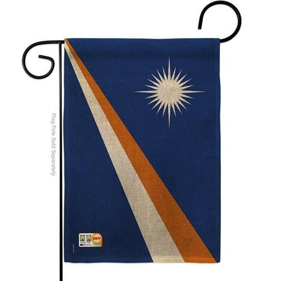 Breeze Decor BD-CY-G-108356-IP-DB-D-US15-BD 13 x 18.5 in. Marshall Islands Burlap Flags of the World Nationality Impressions Decorative Vertical Double Sided Garden Flag