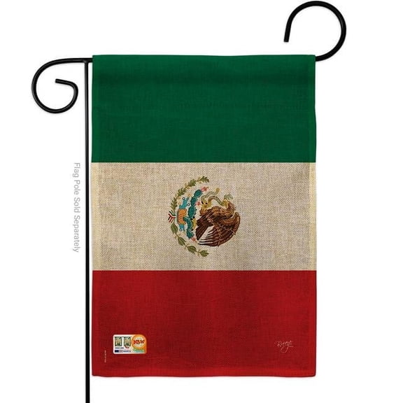 Breeze Decor BD-CY-G-108357-IP-DB-D-US15-BD 13 x 18.5 in. Mexico Country Burlap Flags of the World Nationality Impressions Decorative Vertical Double Sided Garden Flag