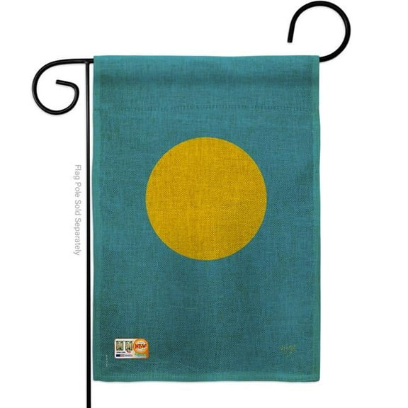 Breeze Decor BD-CY-G-108359-IP-DB-D-US15-BD 13 x 18.5 in. Palau Burlap Flags of the World Nationality Impressions Decorative Vertical Double Sided Garden Flag