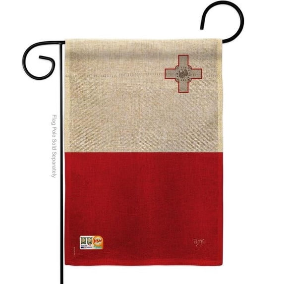 Breeze Decor BD-CY-G-108374-IP-DB-D-US15-BD 13 x 18.5 in. Malta Burlap Flags of the World Nationality Impressions Decorative Vertical Double Sided Garden Flag
