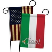 Breeze Decor BD-CY-GP-108027-IP-BOAA-D-US13-BD 13 x 18.5 in. World Nationality Impressions Decorative Vertical Double Sided USA Vintage Italian Applique Garden Flags - Pack of 2