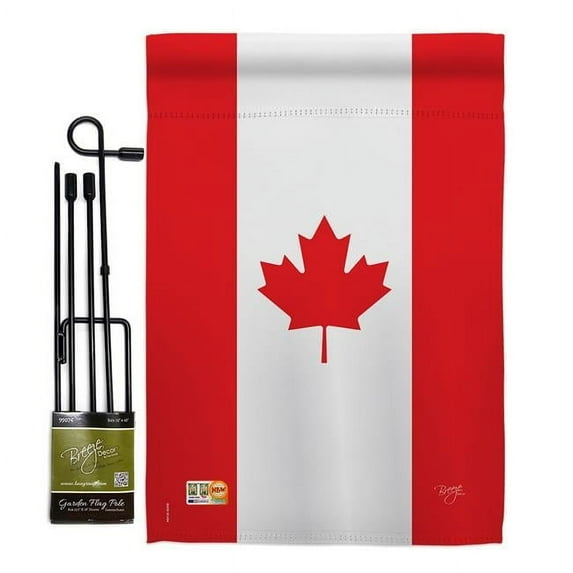 Breeze Decor BD-CY-GS-108008-IP-BO-D-US13-BD 13 x 18.5 in. Canada Flags of the World Nationality Impressions Decorative Vertical Double Sided Garden Flag Set with Banner Pole