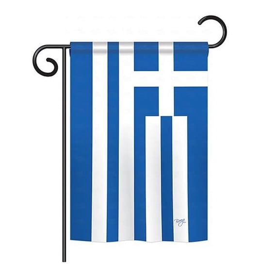 Breeze Decor BD-CY-GS-108095-IP-BO-D-US13-BD 13 x 18.5 in. Greece Flags of the World Nationality Impressions Decorative Vertical Double Sided Garden Flag Set with Banner Pole