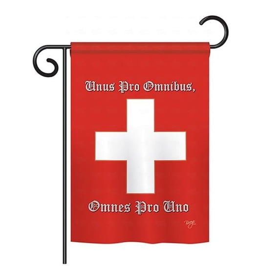 Breeze Decor BD-CY-GS-108099-IP-BO-D-US13-BD 13 x 18.5 in. Swiss Flags of the World Nationality Impressions Decorative Vertical Double Sided Garden Flag Set with Banner Pole