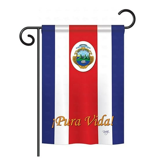 Breeze Decor BD-CY-GS-108158-IP-BO-D-US13-BD 13 x 18.5 in. Costa Rica Flags of the World Nationality Impressions Decorative Vertical Double Sided Garden Flag Set with Banner Pole