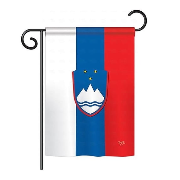 Breeze Decor BD-CY-GS-108196-IP-BO-D-US14-BD 13 x 18.5 in. Slovenia Flags of the World Nationality Impressions Decorative Vertical Double Sided Garden Flag Set with Banner Pole