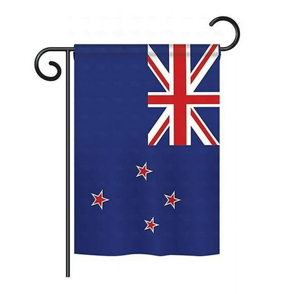 Breeze Decor BD-CY-GS-108207-IP-BO-D-US14-BD 13 x 18.5 in. New Zealand Flags of the World Nationality Impressions Decorative Vertical Double Sided Garden Flag Set with Banner Pole