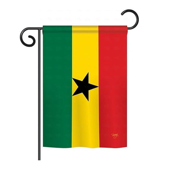 Breeze Decor BD-CY-GS-108221-IP-BO-D-US14-BD 13 x 18.5 in. Ghana Flags of the World Nationality Impressions Decorative Vertical Double Sided Garden Flag Set with Banner Pole