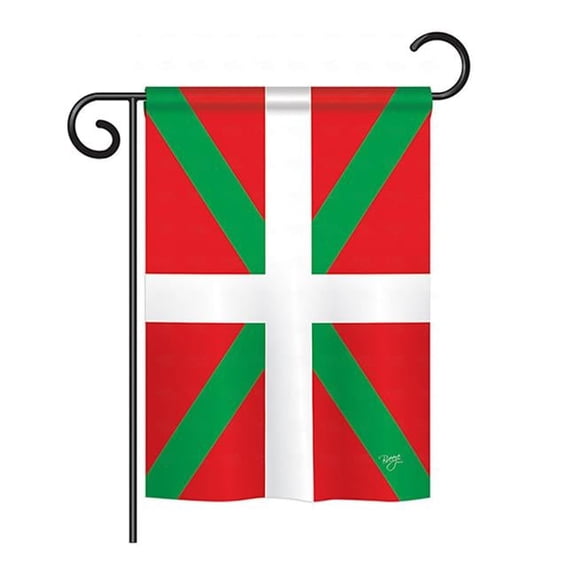 Breeze Decor BD-CY-GS-108234-IP-BO-D-US14-BD 13 x 18.5 in. Basque Flags of the World Nationality Impressions Decorative Vertical Double Sided Garden Flag Set with Banner Pole