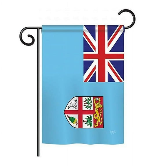 Breeze Decor BD-CY-GS-108264-IP-BO-D-US15-BD 13 x 18.5 in. Fiji Flags of the World Nationality Impressions Decorative Vertical Double Sided Garden Flag Set with Banner Pole