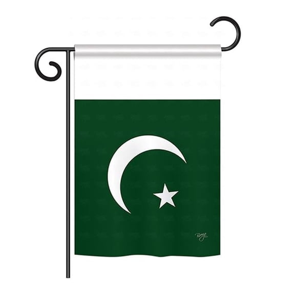 Breeze Decor BD-CY-GS-108271-IP-BO-D-US15-BD 13 x 18.5 in. Pakistan Flags of the World Nationality Impressions Decorative Vertical Double Sided Garden Flag Set with Banner Pole