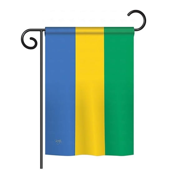Breeze Decor BD-CY-GS-108294-IP-BO-D-US15-BD 13 x 18.5 in. Gabon Flags of the World Nationality Impressions Decorative Vertical Double Sided Garden Flag Set with Banner Pole